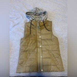Love Tree Olive Vest with Gray Hood